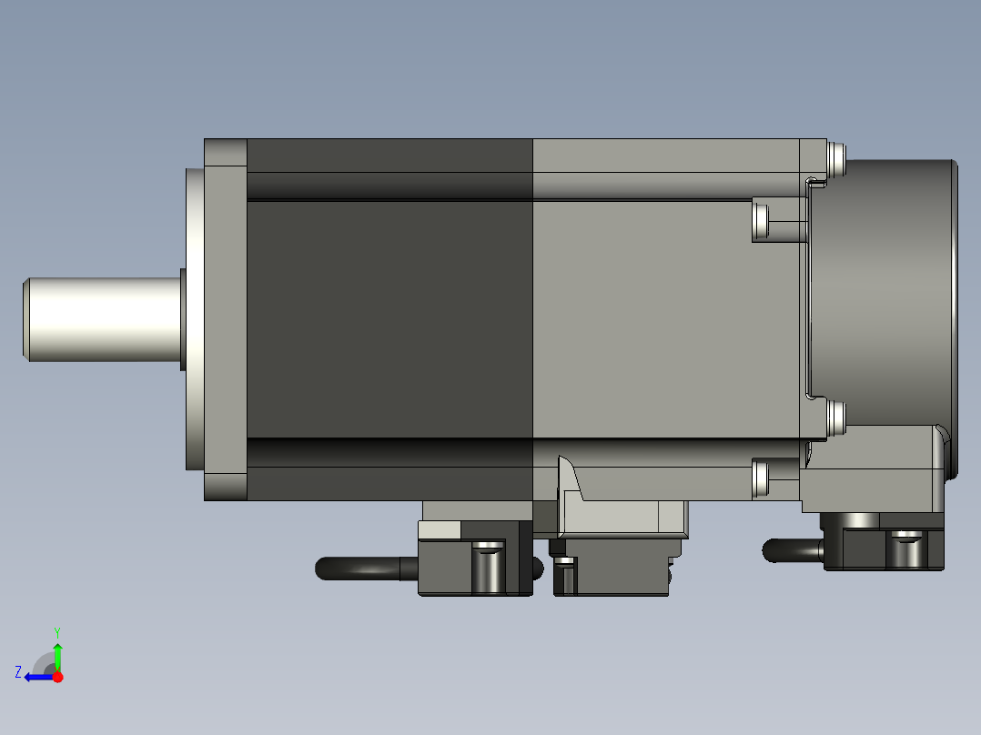 带制动器的交流伺服电机右视图