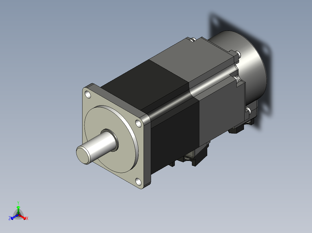 带制动器的交流伺服电机正等轴测图