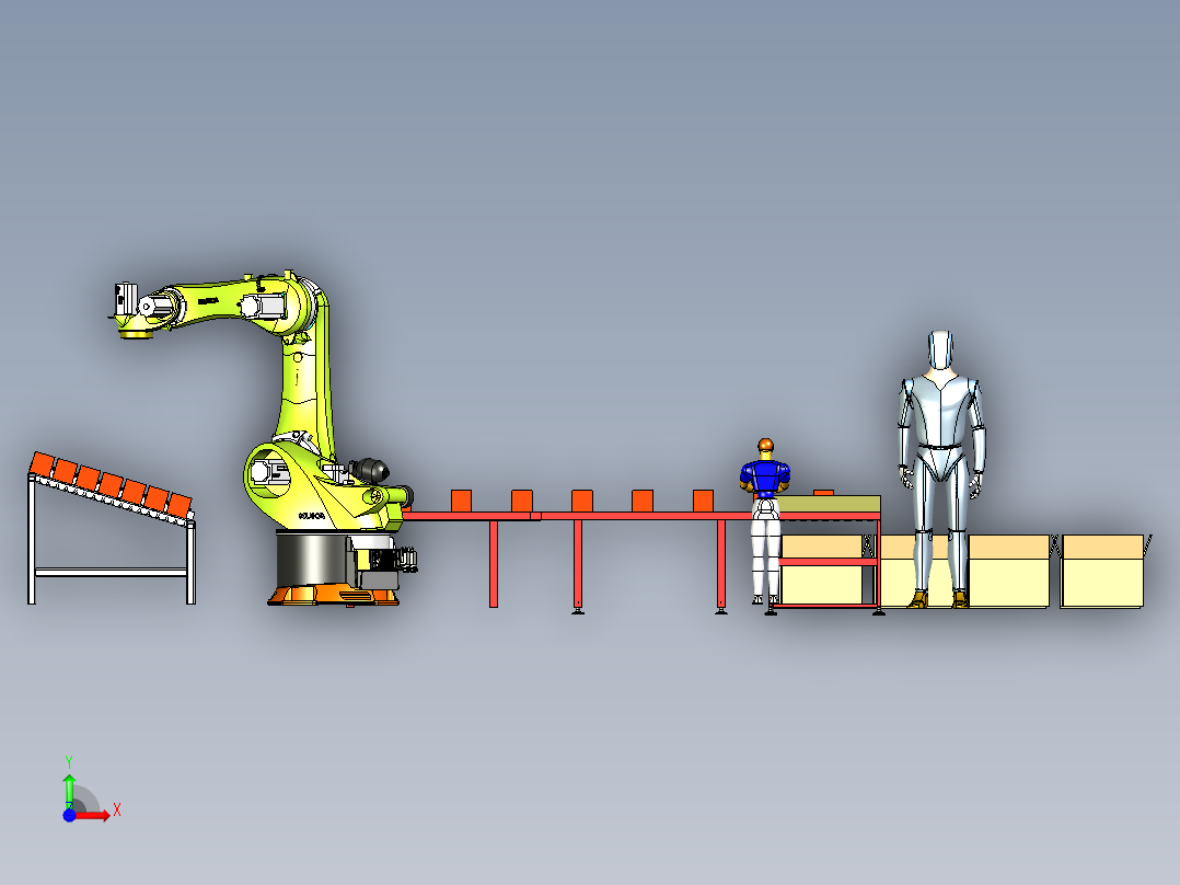 供货运输打包一体化生产线前视图