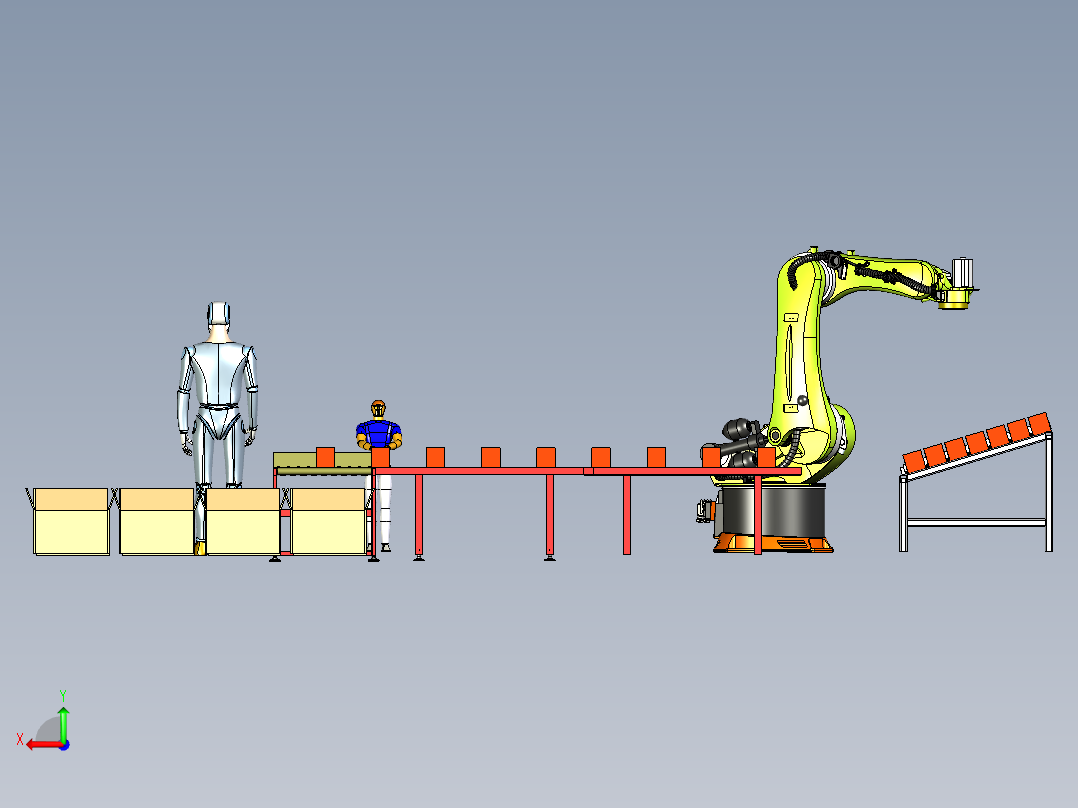 供货运输打包一体化生产线后视图