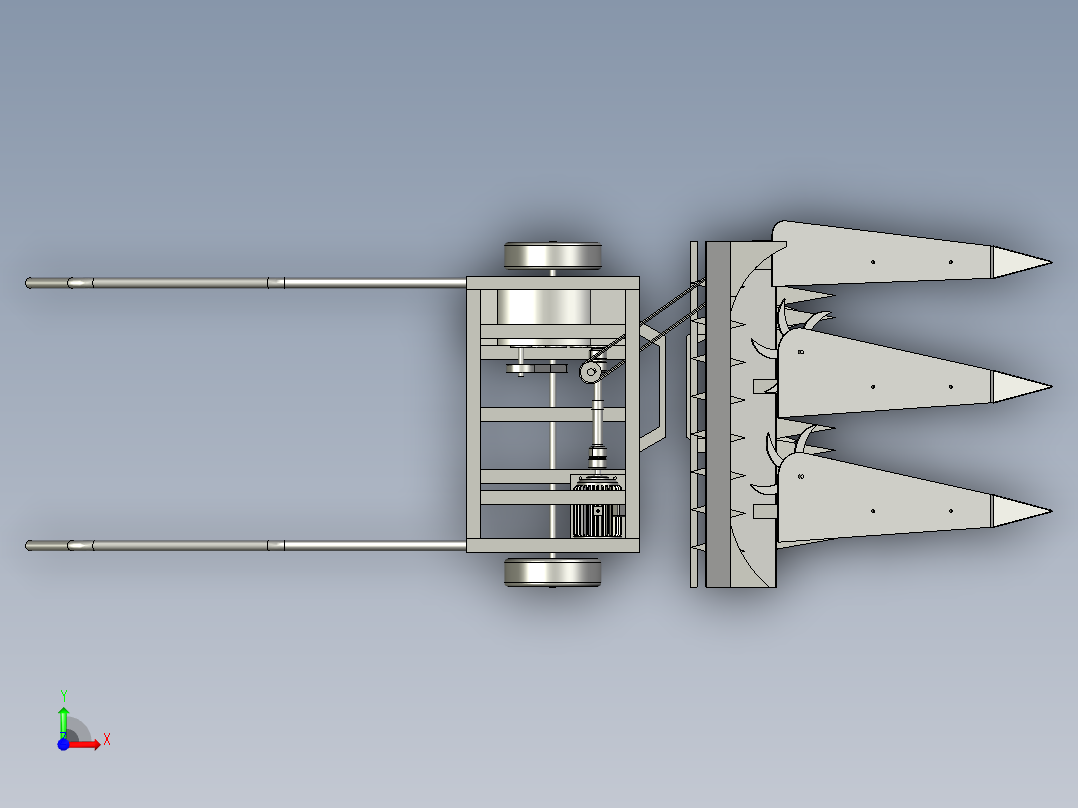 小型智能叶菜类蔬菜收割机设计前视图