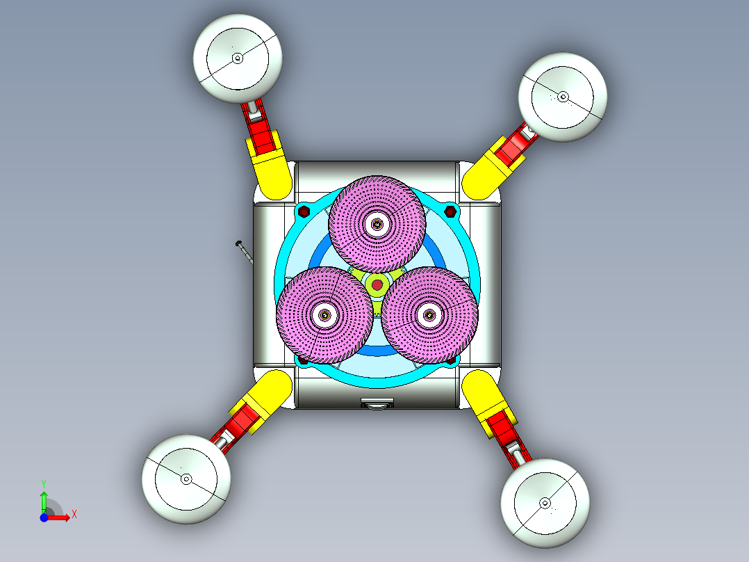 全自动幕墙清洗机器人、蜘蛛清道夫3D模型前视图