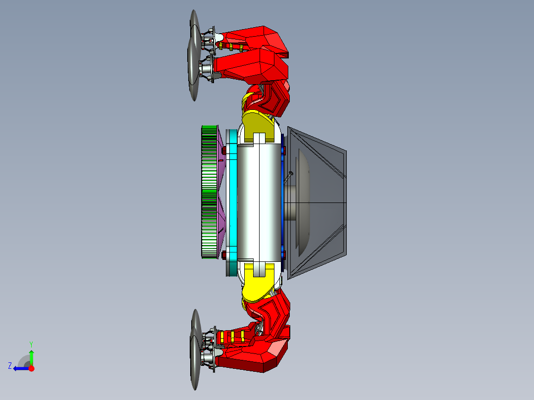 全自动幕墙清洗机器人、蜘蛛清道夫3D模型右视图