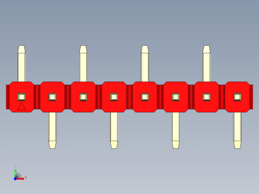 彩色公排针 100mil 2.54mm 系列-DS1022_red_08p_100mil_Type_SMT_R1_rev1.0前视缩略图