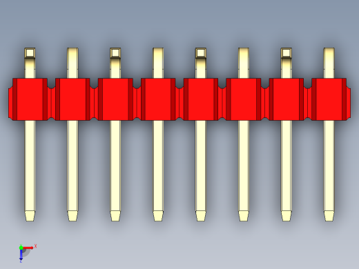 彩色公排针 100mil 2.54mm 系列-DS1022_red_08p_100mil_Type_SMT_R1_rev1.0俯视缩略图