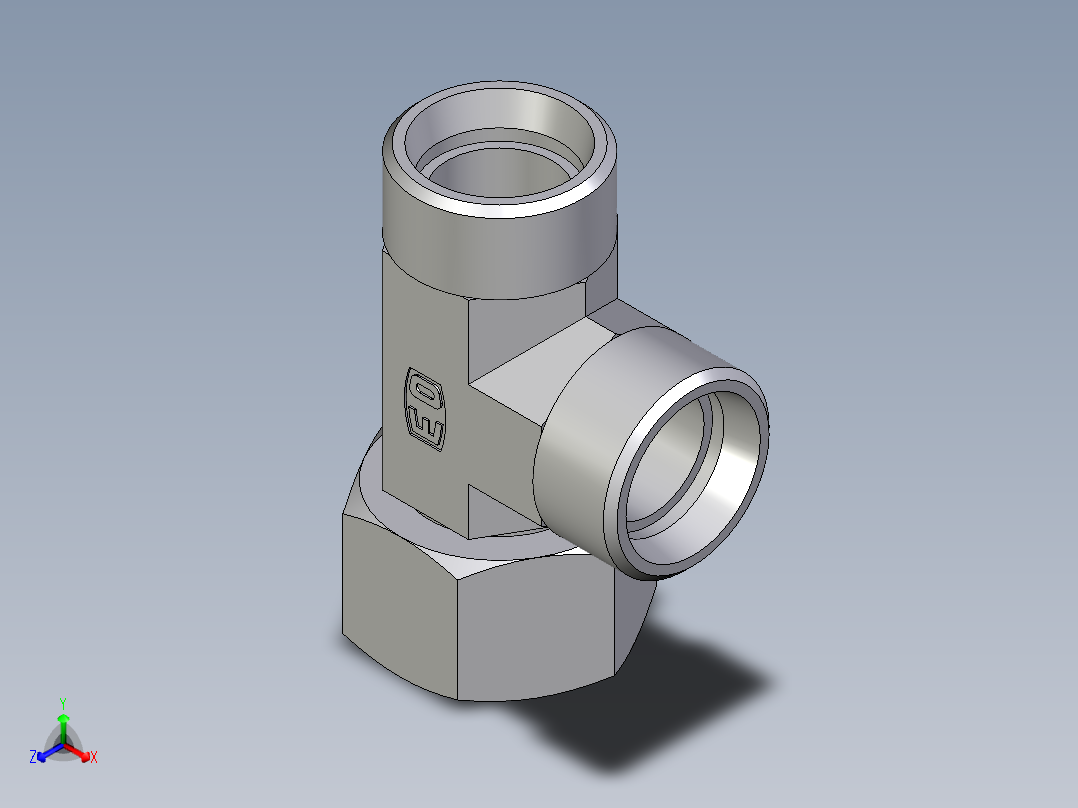 卡套式工业通用硬管接头EO_Swivel_nut_run_tee_EL22LOMDCF主视图