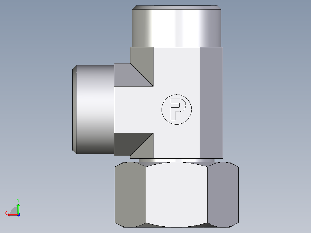 卡套式工业通用硬管接头EO_Swivel_nut_run_tee_EL22LOMDCF后视图