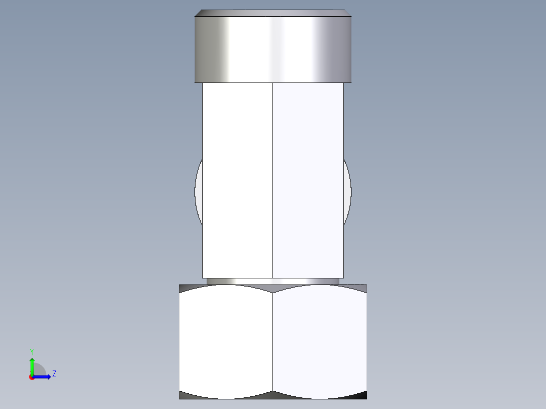 卡套式工业通用硬管接头EO_Swivel_nut_run_tee_EL22LOMDCF左视图