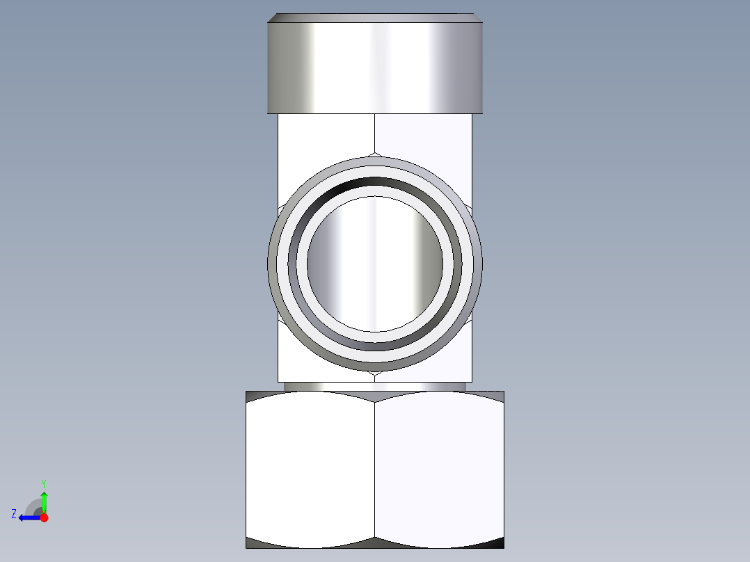 卡套式工业通用硬管接头EO_Swivel_nut_run_tee_EL22LOMDCF右视图