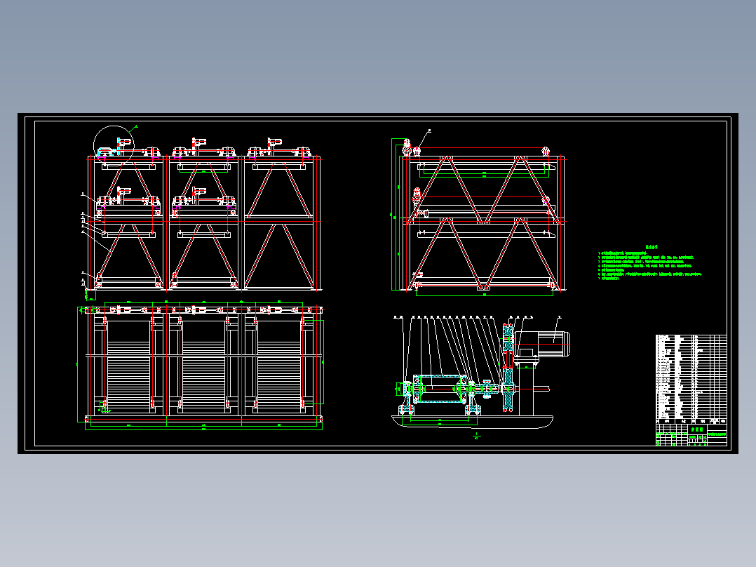 三层三列式升降横移式立体车库2D图纸设计 机械设计2D图纸