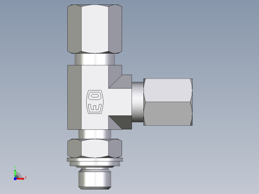 卡套式工业通用硬管接头EO_Adjustable_locknut_run_tee_LEE06LRCF前视缩略图