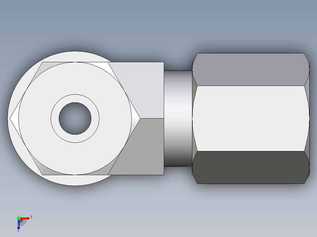 卡套式工业通用硬管接头EO_Adjustable_locknut_run_tee_LEE06LRCF俯视图