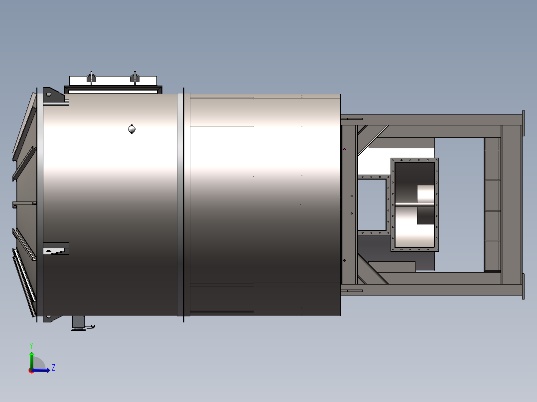5000风量旋转RTO炉 催化燃烧蓄热设备sw18可编辑左视图