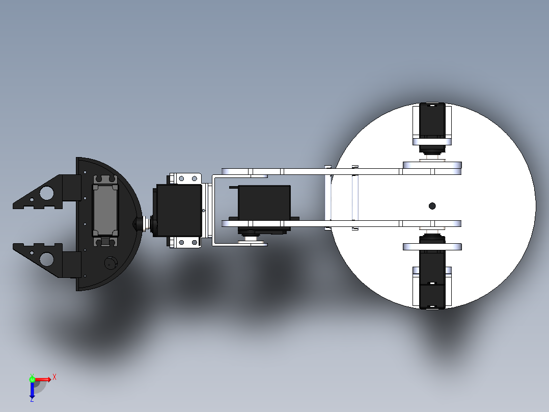 3自由度机械臂俯视图