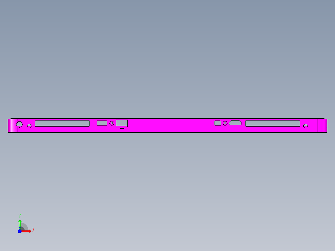 大尺寸电脑中框铣四周侧孔CNC编程程序模型前视图