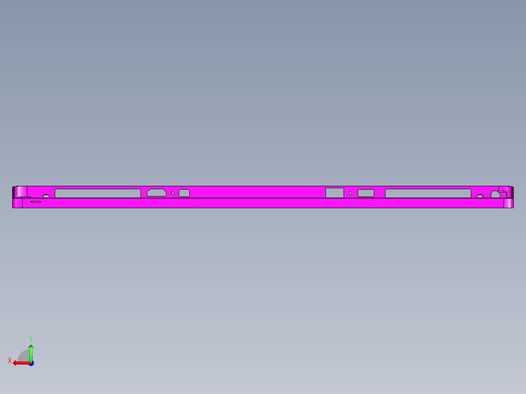 大尺寸电脑中框铣四周侧孔CNC编程程序模型后视图