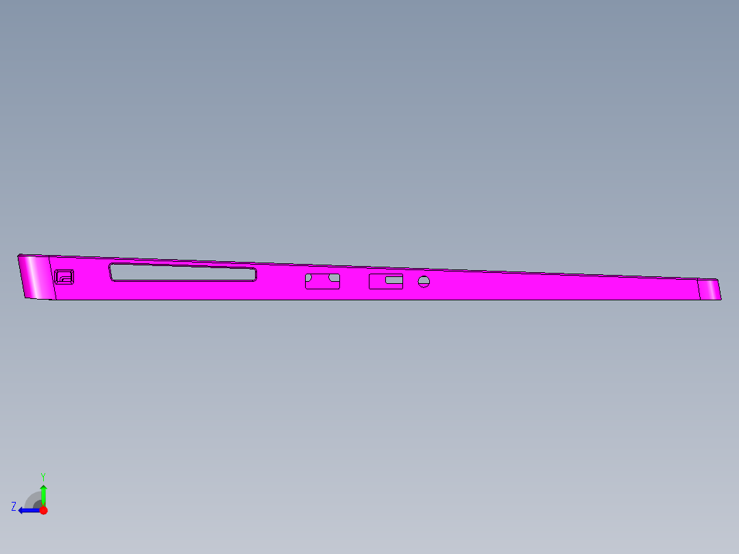 大尺寸电脑中框铣四周侧孔CNC编程程序模型右视图