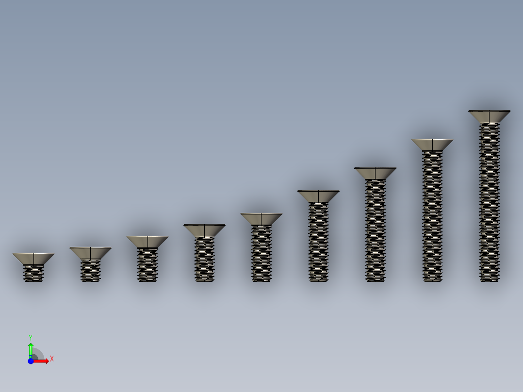 M3.5系列沉头内六角螺钉前视图