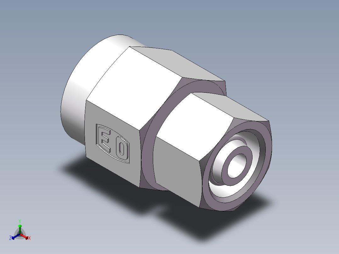 压力表接头-带螺母、7BD-08-18GDK+S正等轴测图