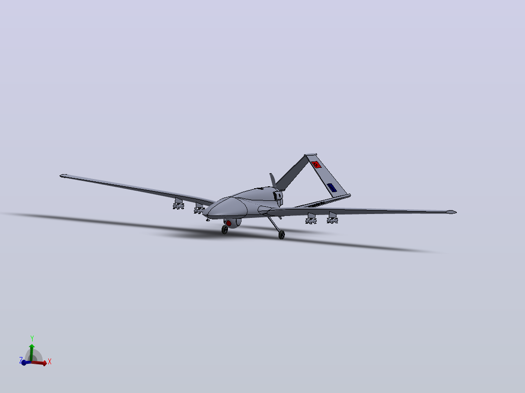 bayraktar tb-2 无人机 SolidWorks stp飞机主视图