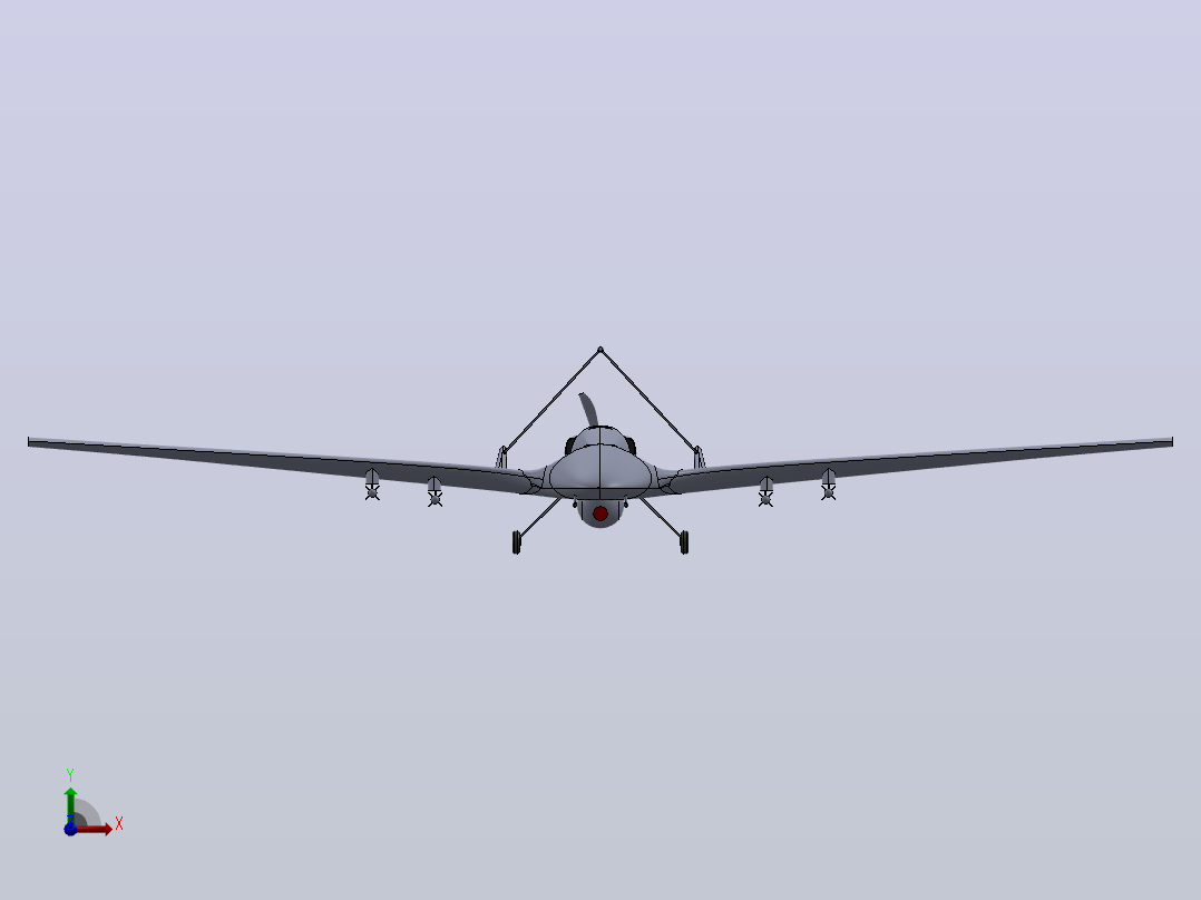 bayraktar tb-2 无人机 SolidWorks stp飞机前视图