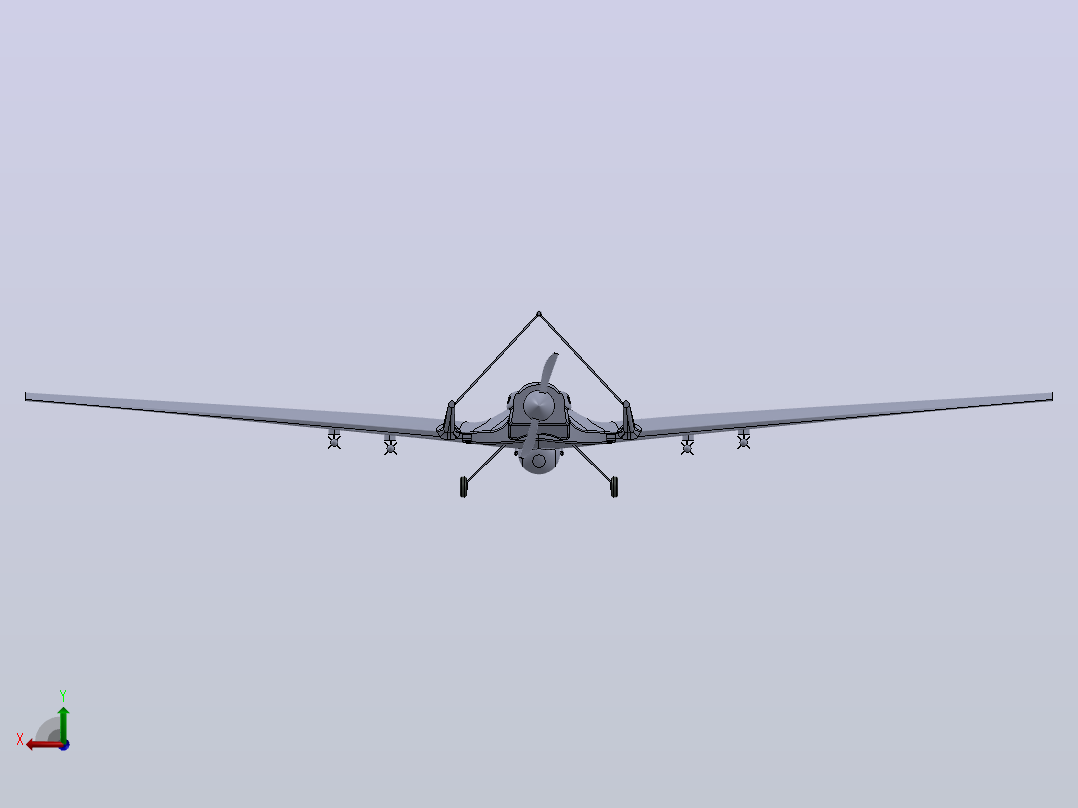 bayraktar tb-2 无人机 SolidWorks stp飞机后视图