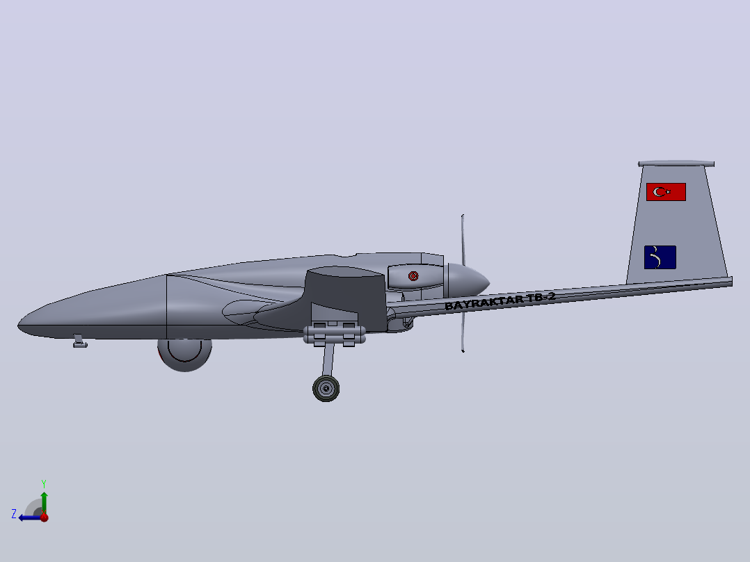 bayraktar tb-2 无人机 SolidWorks stp飞机右视图