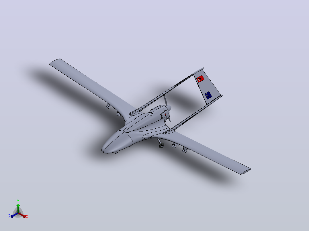 bayraktar tb-2 无人机 SolidWorks stp飞机正等轴测图