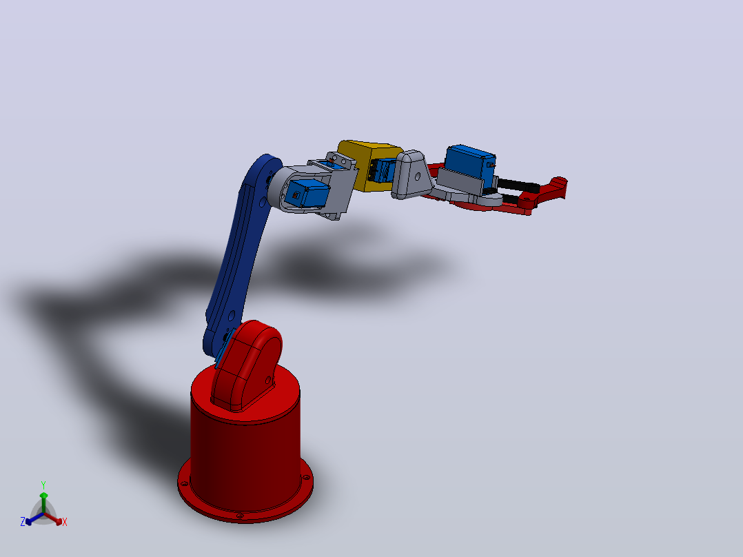 带抓手的关节式机械臂简易结构正等轴测图