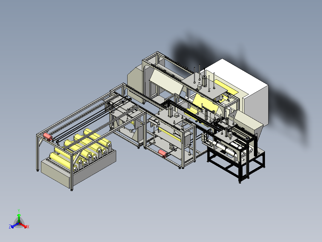 卷状料自动包膜机3D模型正等轴测图