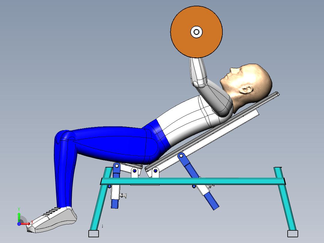 solidworks 可倾斜的仰卧起坐架前视图