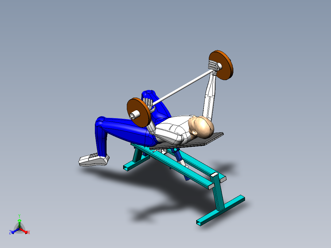 solidworks 可倾斜的仰卧起坐架正等轴测图