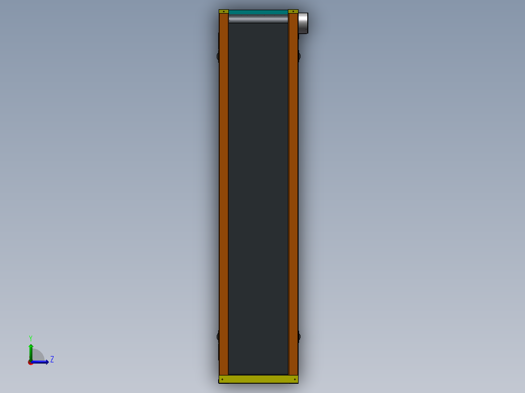 高度可调皮带输送线3d图纸 带接料仓 钣金机架皮带输送线3d模型左视图
