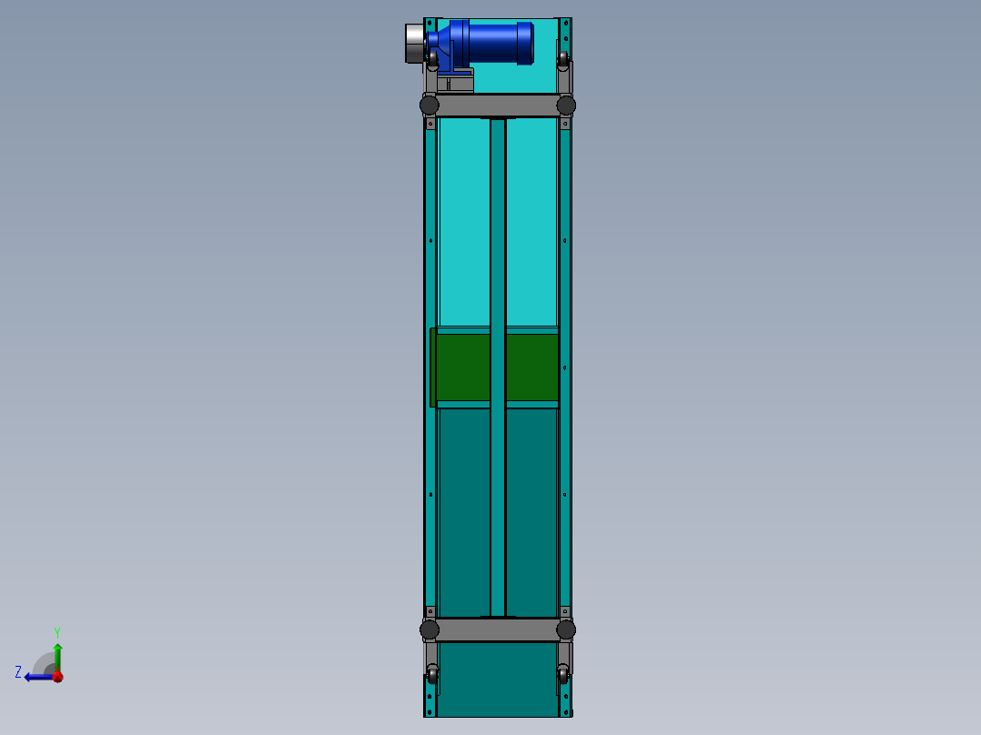 高度可调皮带输送线3d图纸 带接料仓 钣金机架皮带输送线3d模型右视图