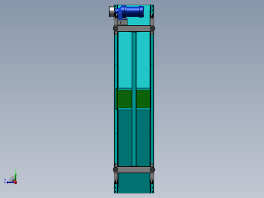 高度可调皮带输送线3d图纸 带接料仓 钣金机架皮带输送线3d模型右视缩略图