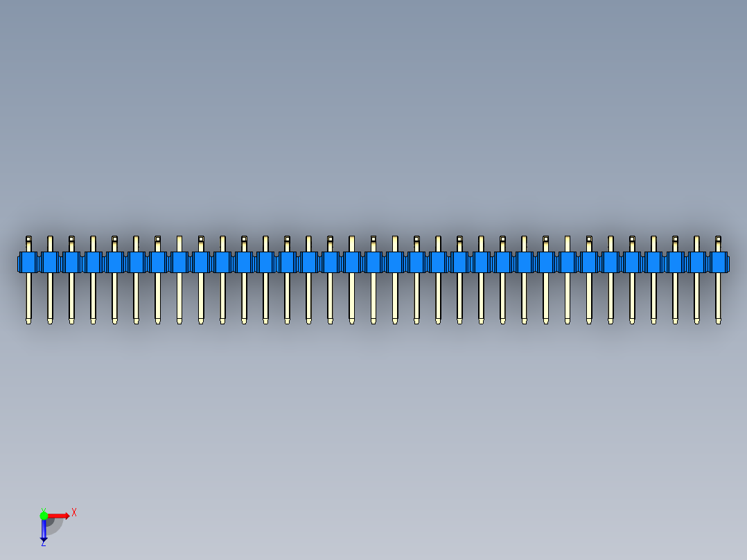 彩色公排针 100mil 2.54mm 系列-DS1022_blue_33p_100mil_Type_SMT_R1_rev1.0俯视图