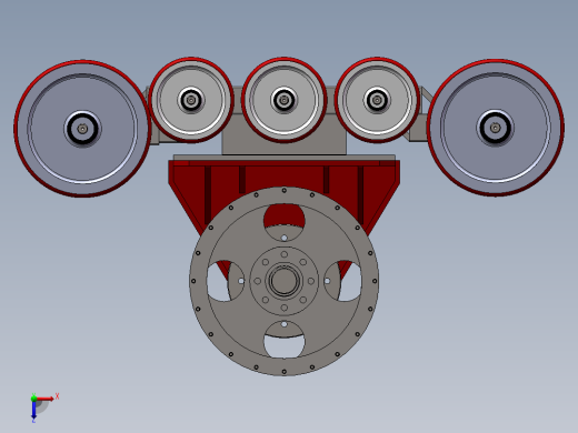 汽车、小型拖拉机橡胶三角履带轮设计图纸俯视缩略图