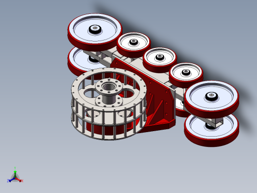 汽车、小型拖拉机橡胶三角履带轮设计图纸正等轴测缩略图
