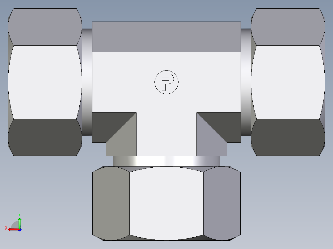 卡套式工业通用硬管接头EO_Union_tee_T30SCF后视图