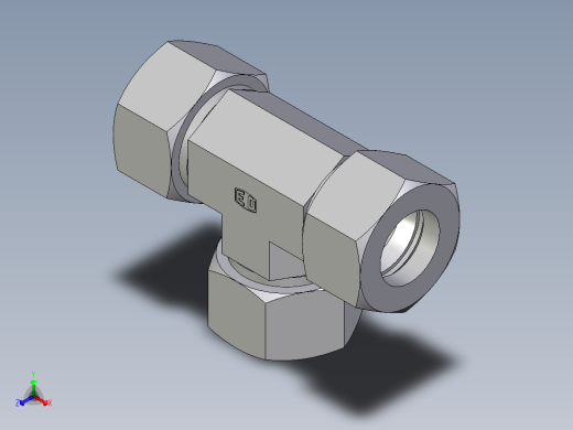 卡套式工业通用硬管接头EO_Union_tee_T30SCF正等轴测缩略图