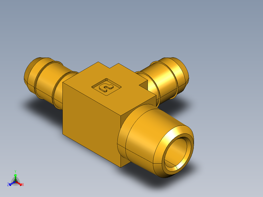 工业通用螺蚊管倒齿式工业硬管接头Male Run Tee 231-6-2主视图