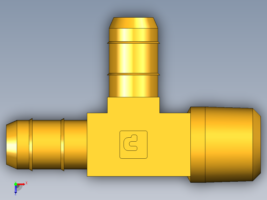 工业通用螺蚊管倒齿式工业硬管接头Male Run Tee 231-6-2俯视图