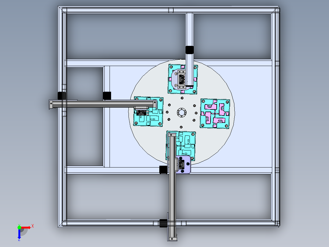切割机的进料机构俯视图