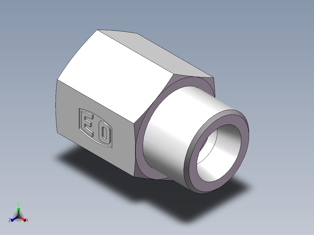 直通内螺纹接头、5DM-18-16正等轴测图