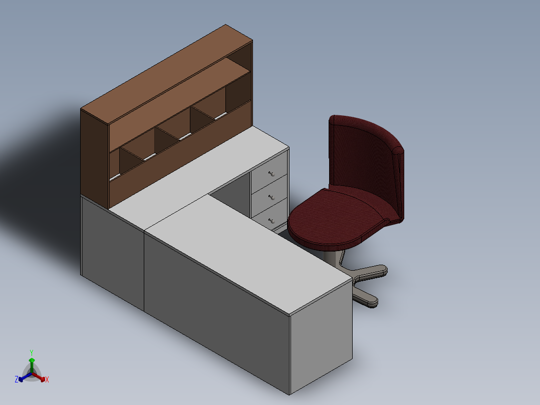 电脑桌(18)正等轴测图