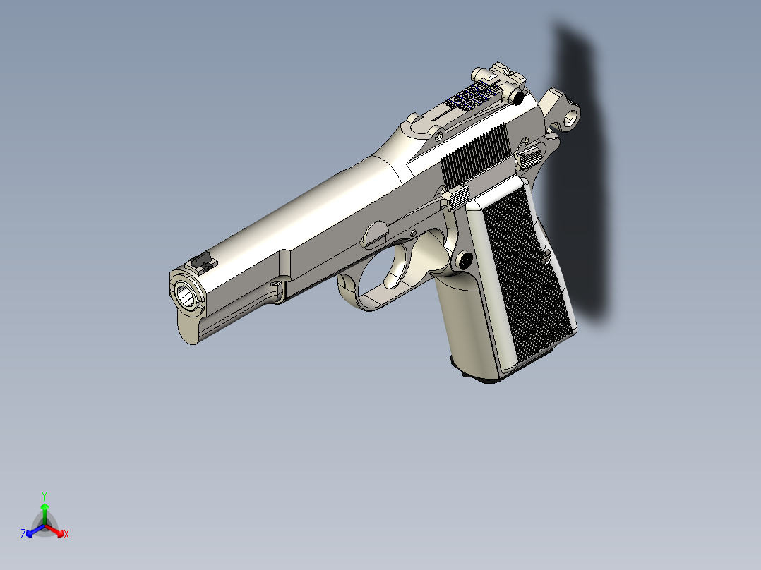 手枪左轮冲锋枪老式狙击步枪设计3D图纸browning-hi-power-1 2 STP主视图