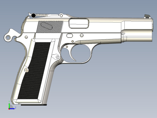 手枪左轮冲锋枪老式狙击步枪设计3D图纸browning-hi-power-1 2 STP左视缩略图