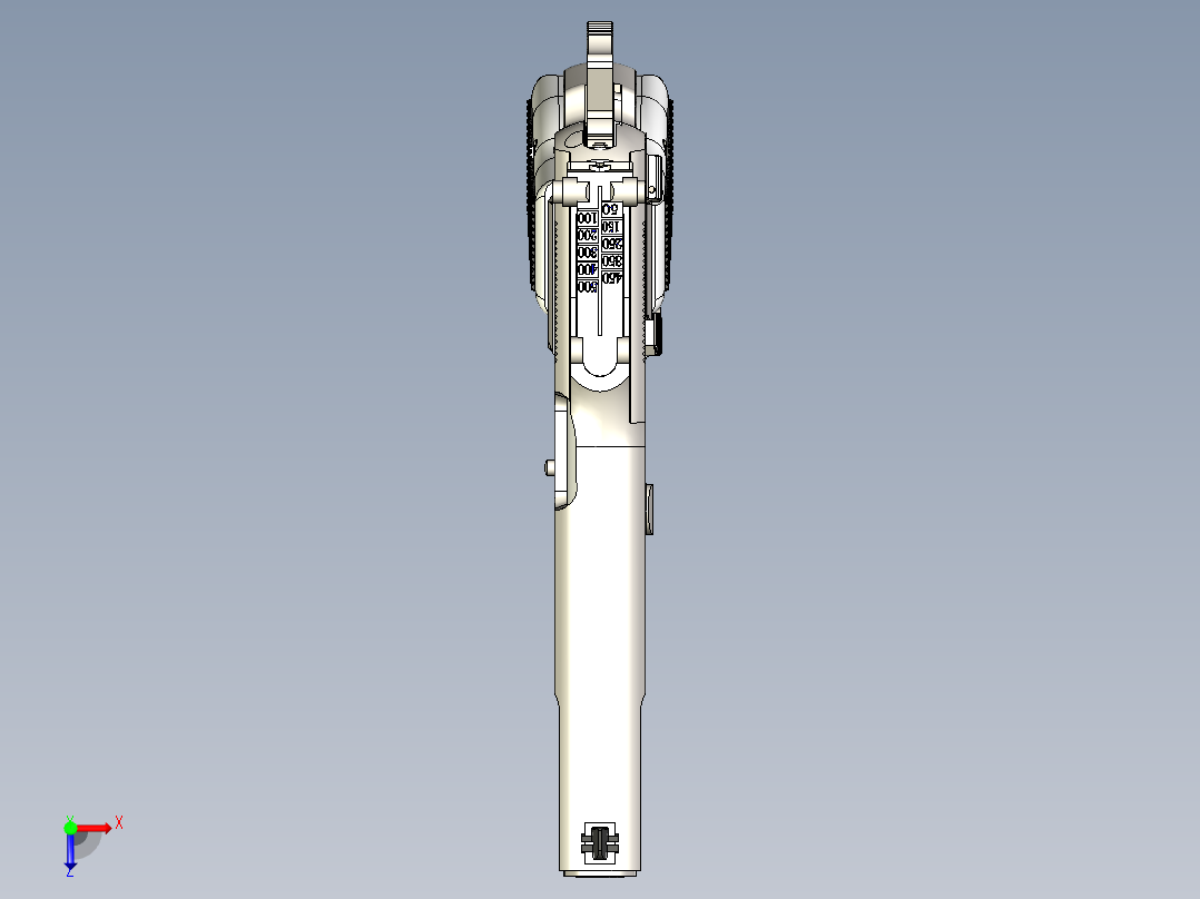 手枪左轮冲锋枪老式狙击步枪设计3D图纸browning-hi-power-1 2 STP俯视图