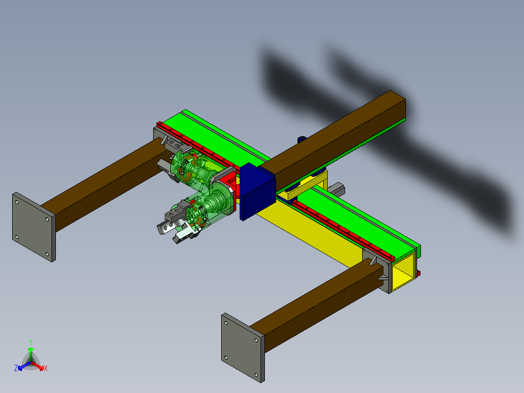 五自由度桁架机器人与仿真设计-龙门机械手含proe三维及10张CAD图