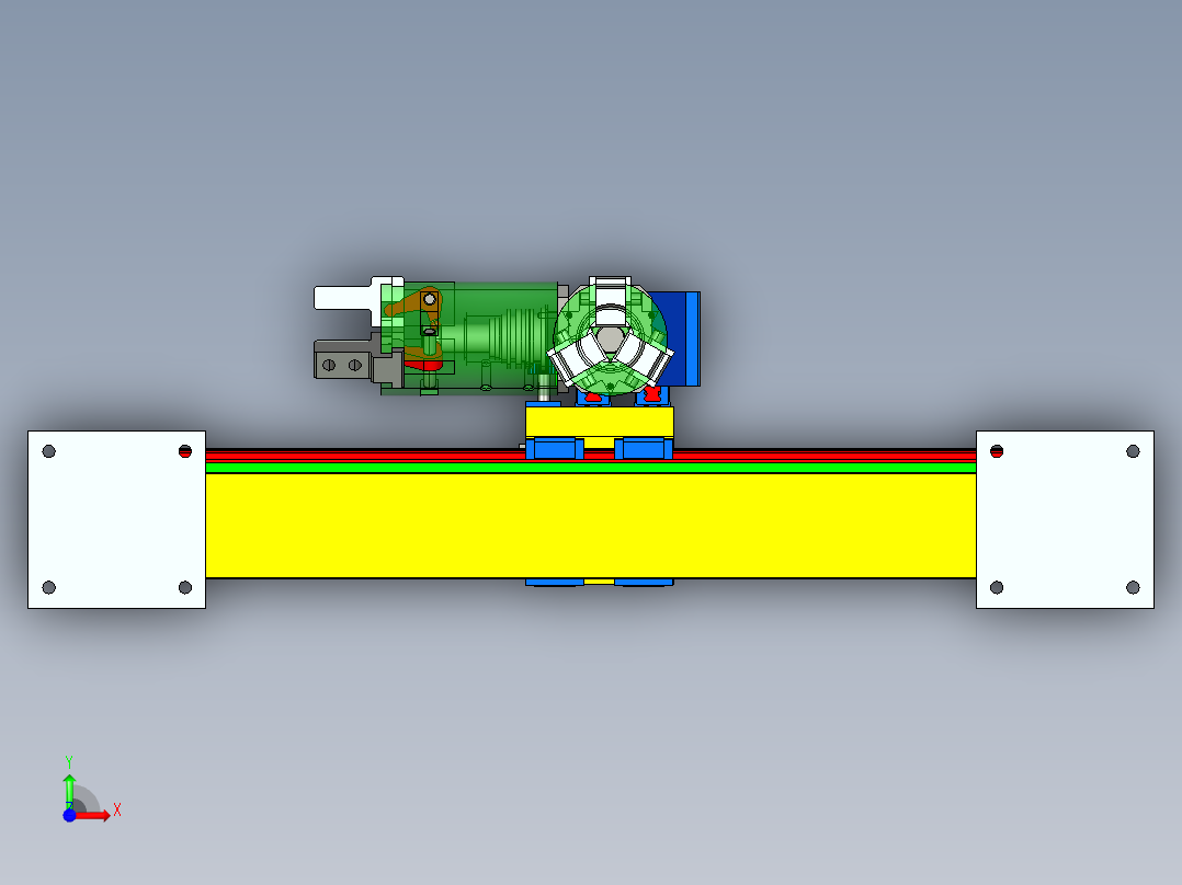 五自由度桁架机器人与仿真设计-龙门机械手含proe三维及10张CAD图前视图